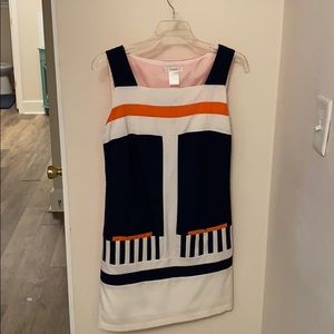 70s navy and coral block mini dress